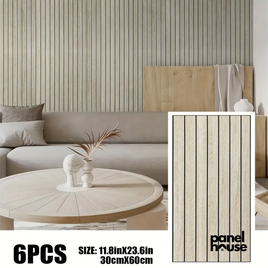 3D Wood Slat Wall Panels, Self-Adhesive, Removable, Waterproof Buy 1, Get 6 Premium Panels for Only £7! (30cm x 60cm)
